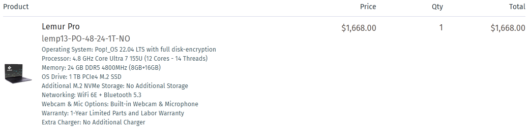 スペックはこんな感じ